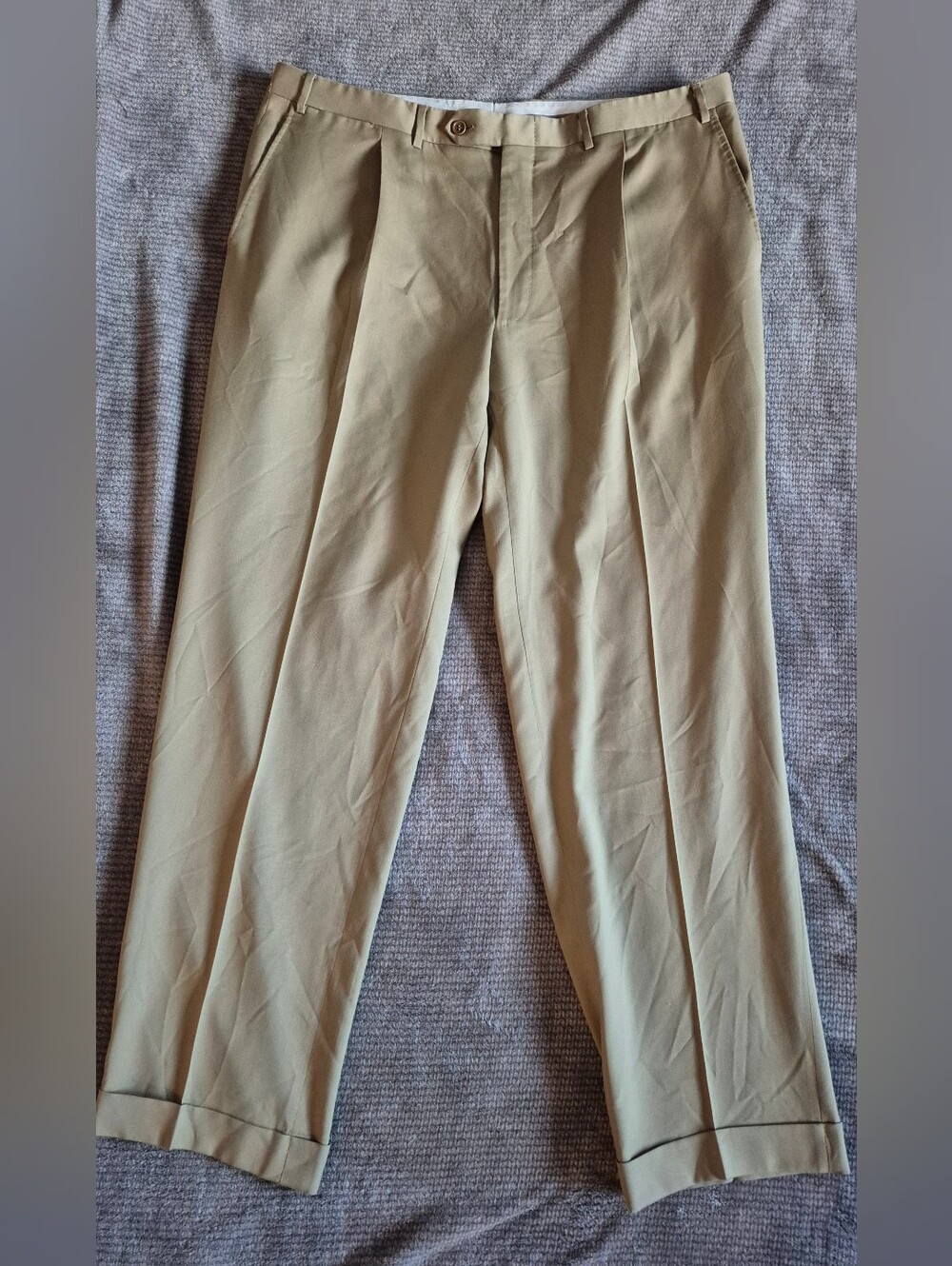 Canali Italian 100% Wool Pleated Front Khaki Dress Pants 40x32 Quiet Luxury
